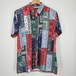 Surf Society Patchwork Bandana Print Shirt Multicolo Size XL